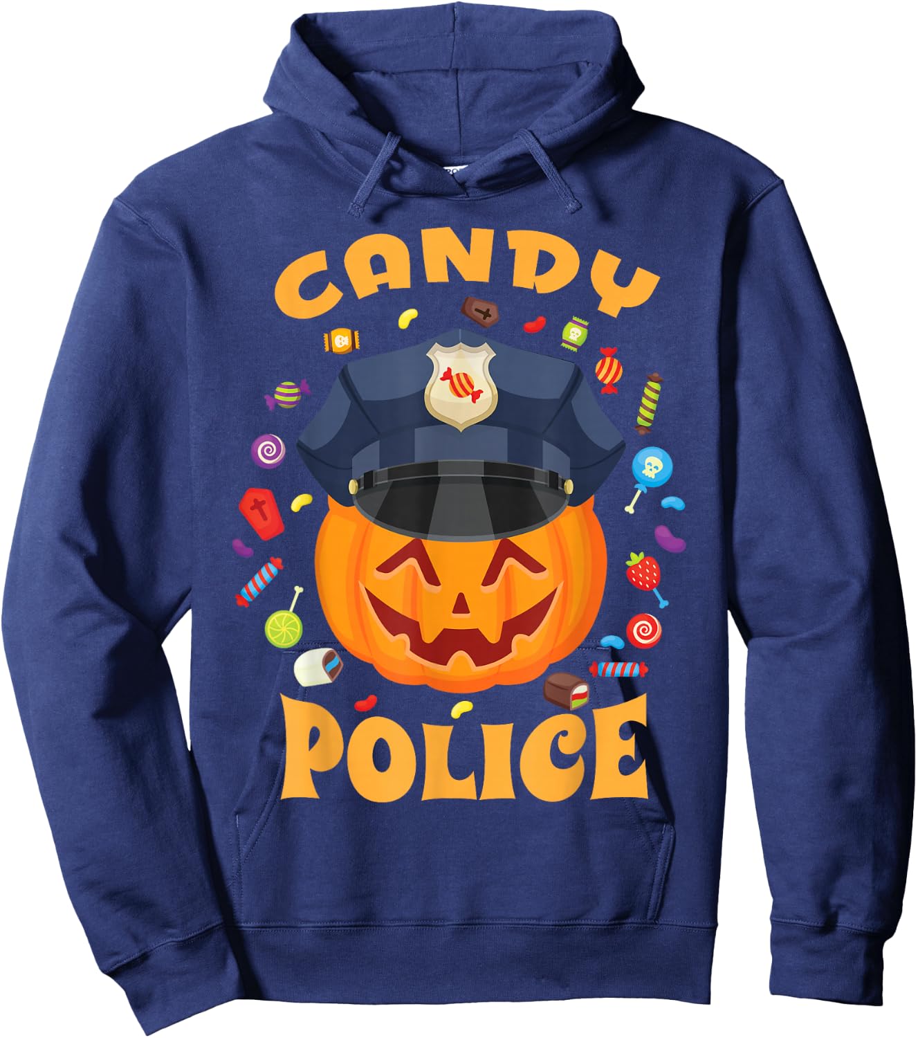 Candy Police Halloween Party Costume Security Funny Hoodie - Hoodie | Navy