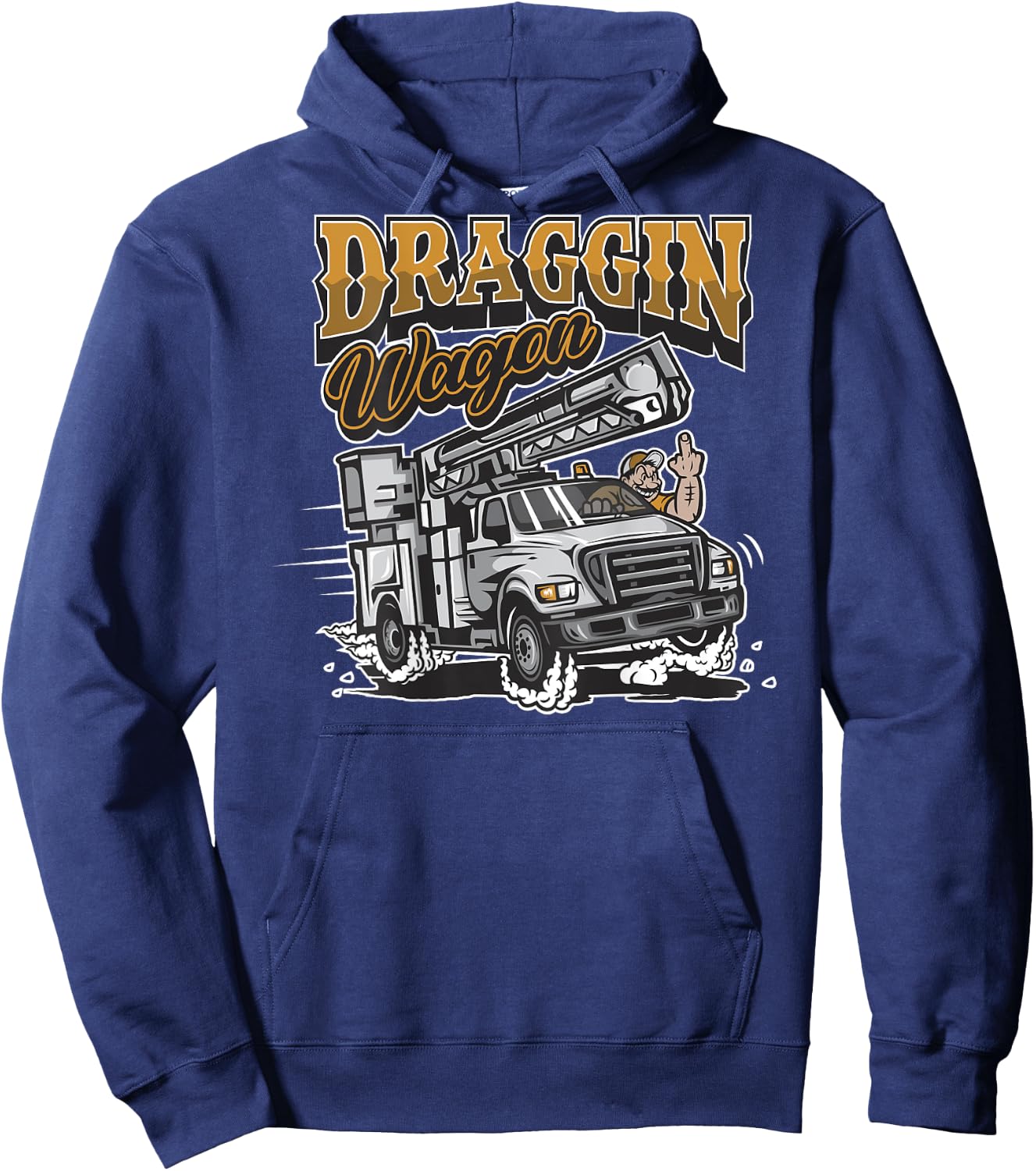 Lineman "Draggin Wagon" Bucket Truck Power Lineman Hoodie - Hoodie | Navy