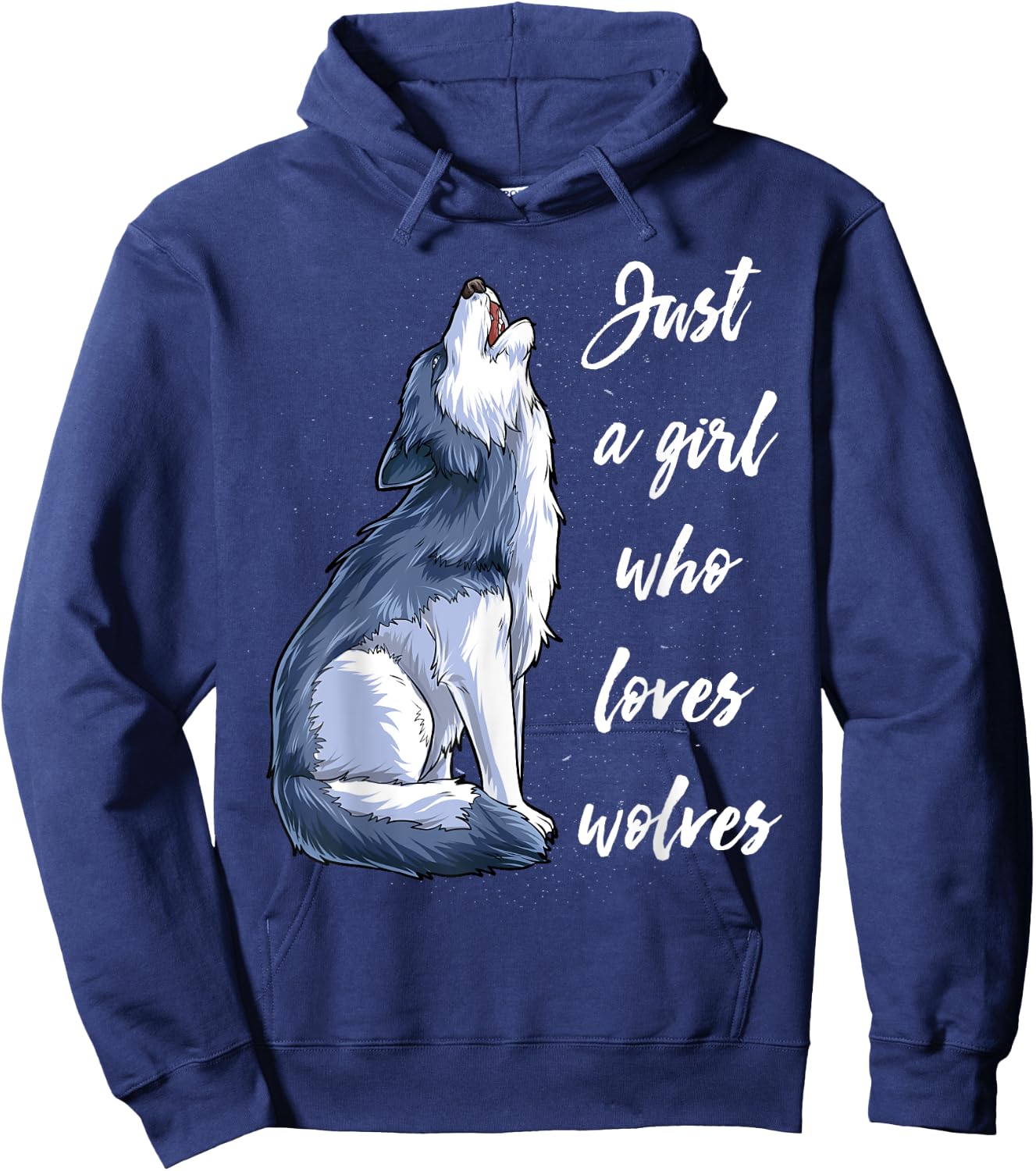 Just A Girl Who Loves Wolves Funny Women Wolf Lover Gifts Hoodie - Hoodie | Navy
