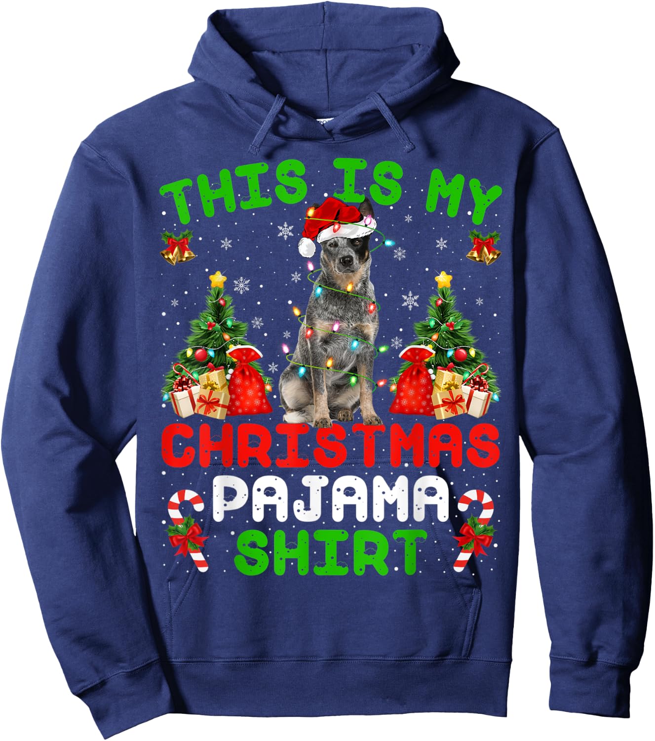 This Is My Christmas Pajama Shirt Blue Heeler Dog Christmas Hoodie - Hoodie | Navy