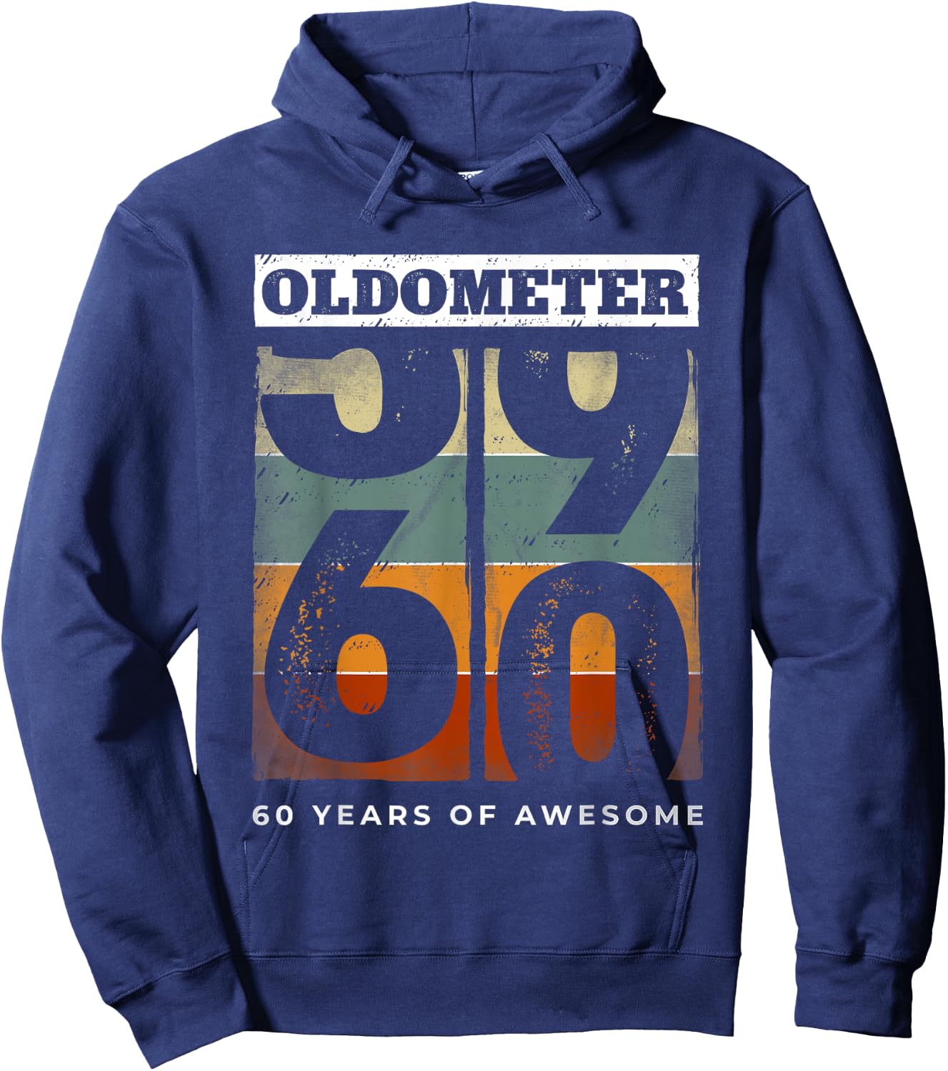 Oldometer Vintage 60th Birthday Men Retro Funny 60 Year Old Hoodie - Hoodie | Navy