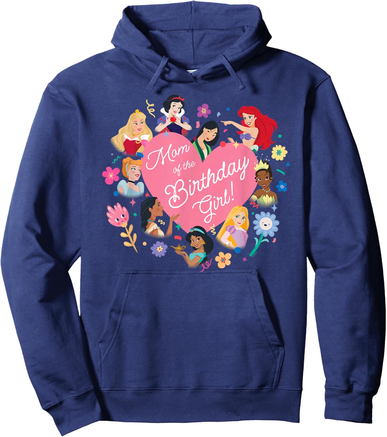 Disney Princess Family Heart Mom of The Birthday Girl Hoodie - Hoodie | Navy