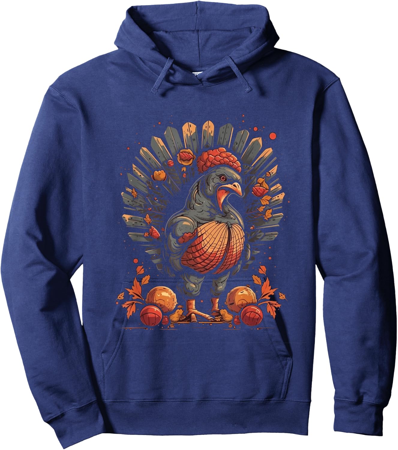 Turkey Fall Leaves Thanksgiving Day Animal Men Women Kids Hoodie - Hoodie | Navy