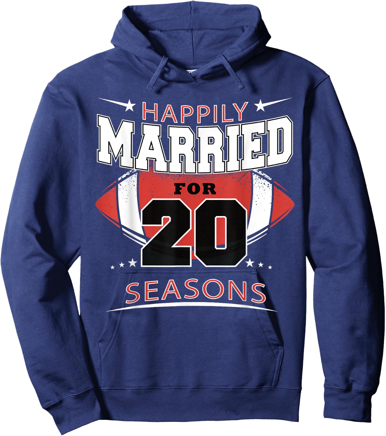 Happily Married for 20 season Football wedding anniversary Hoodie - Hoodie | Navy