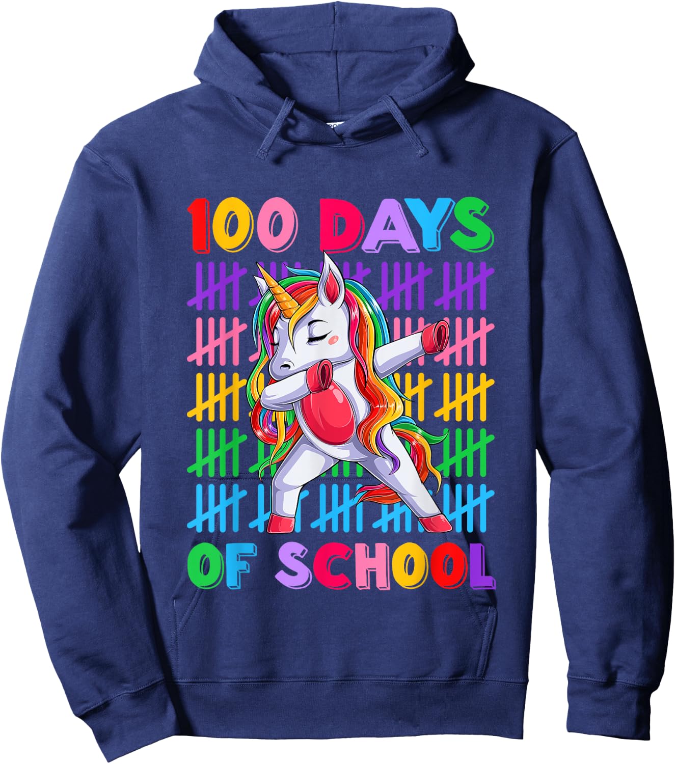 100th Day Teacher Kids Costume Unicorn 100 Days Of School Hoodie - Hoodie | Navy