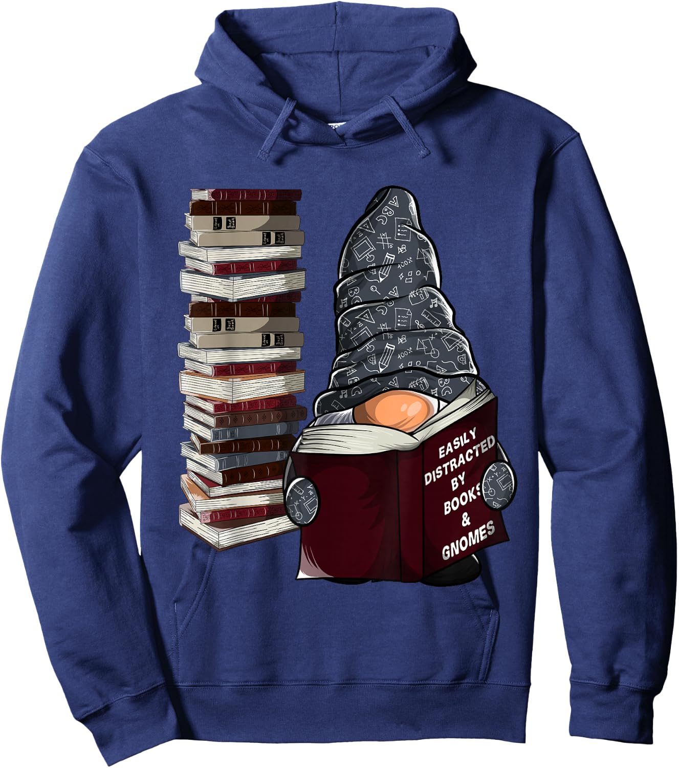 Easily Distracted by Books & Gnomes, Garden gnome Book Lover Small Hoodie - Hoodie | Navy