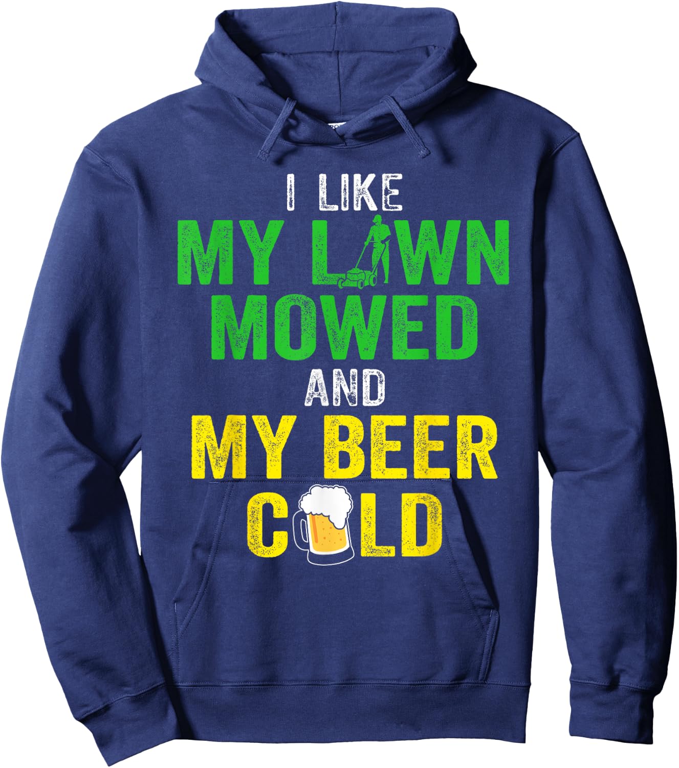 Lawn Mower Mowing Landscaping Landscaper Beer Drinking Lover Hoodie - Hoodie | Navy