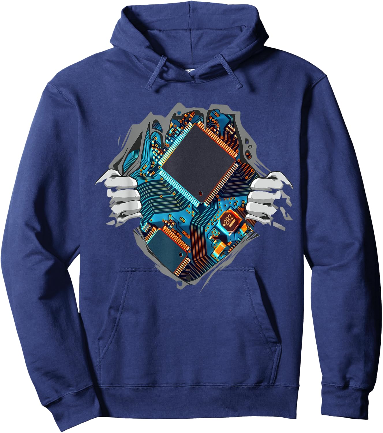 Hardware Computer Engineer CPU Chip Circuit Motherboard Hoodie - Hoodie | Navy