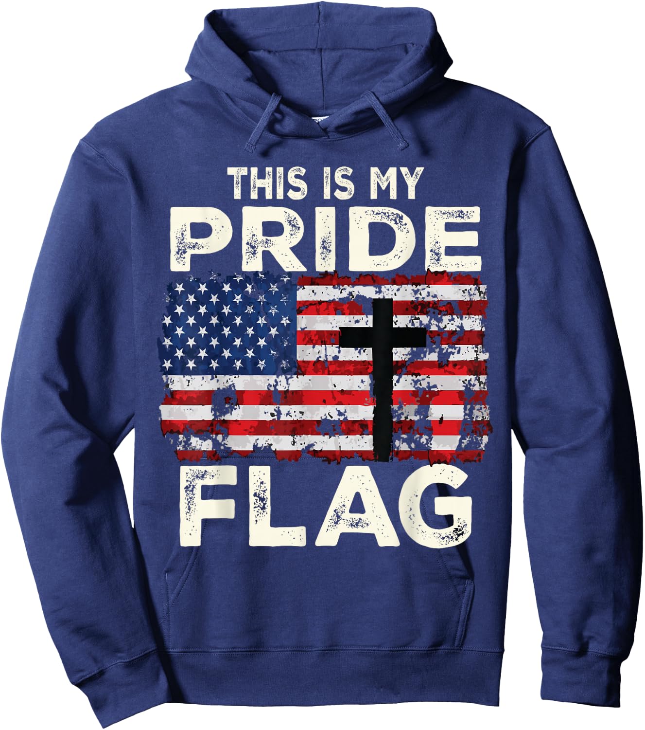 This Is My Pride Flag Jesus Cross USA American 4th of July Hoodie - Hoodie | Navy