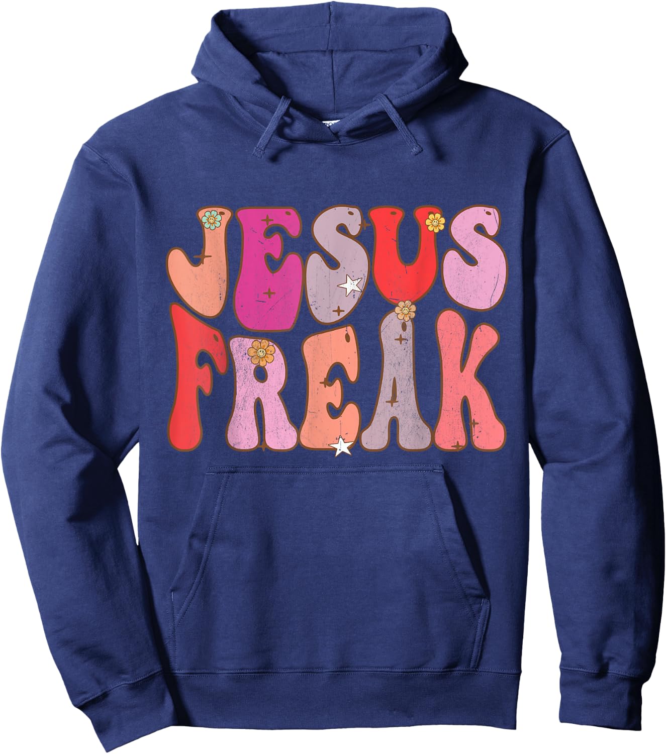 Groovy Retro Vintage Jesus Freak Funny Love Christian Hoodie - Hoodie | Navy