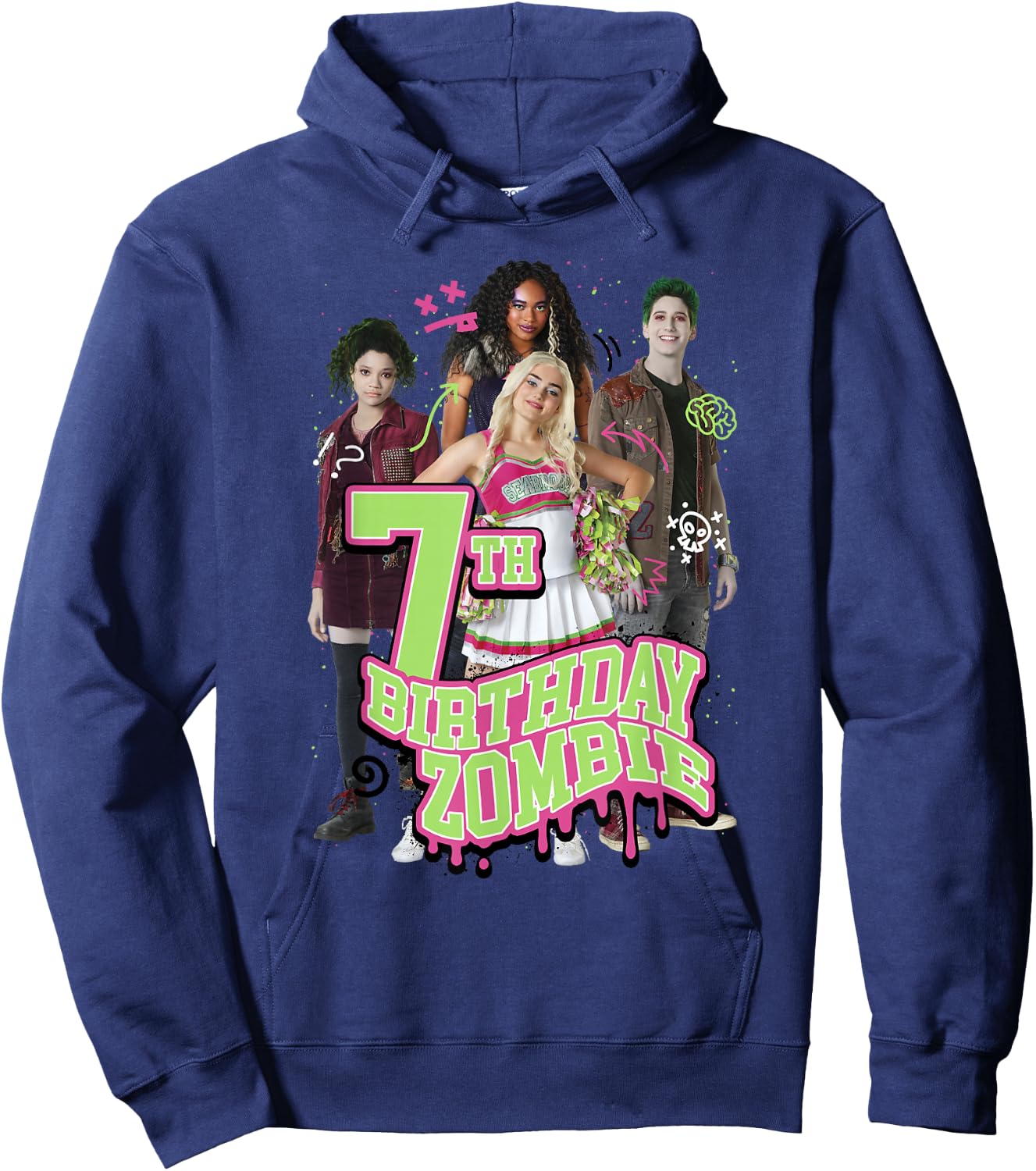 Disney Zombies 7th Birthday Zombie Group Poster Small Hoodie - Hoodie | Navy