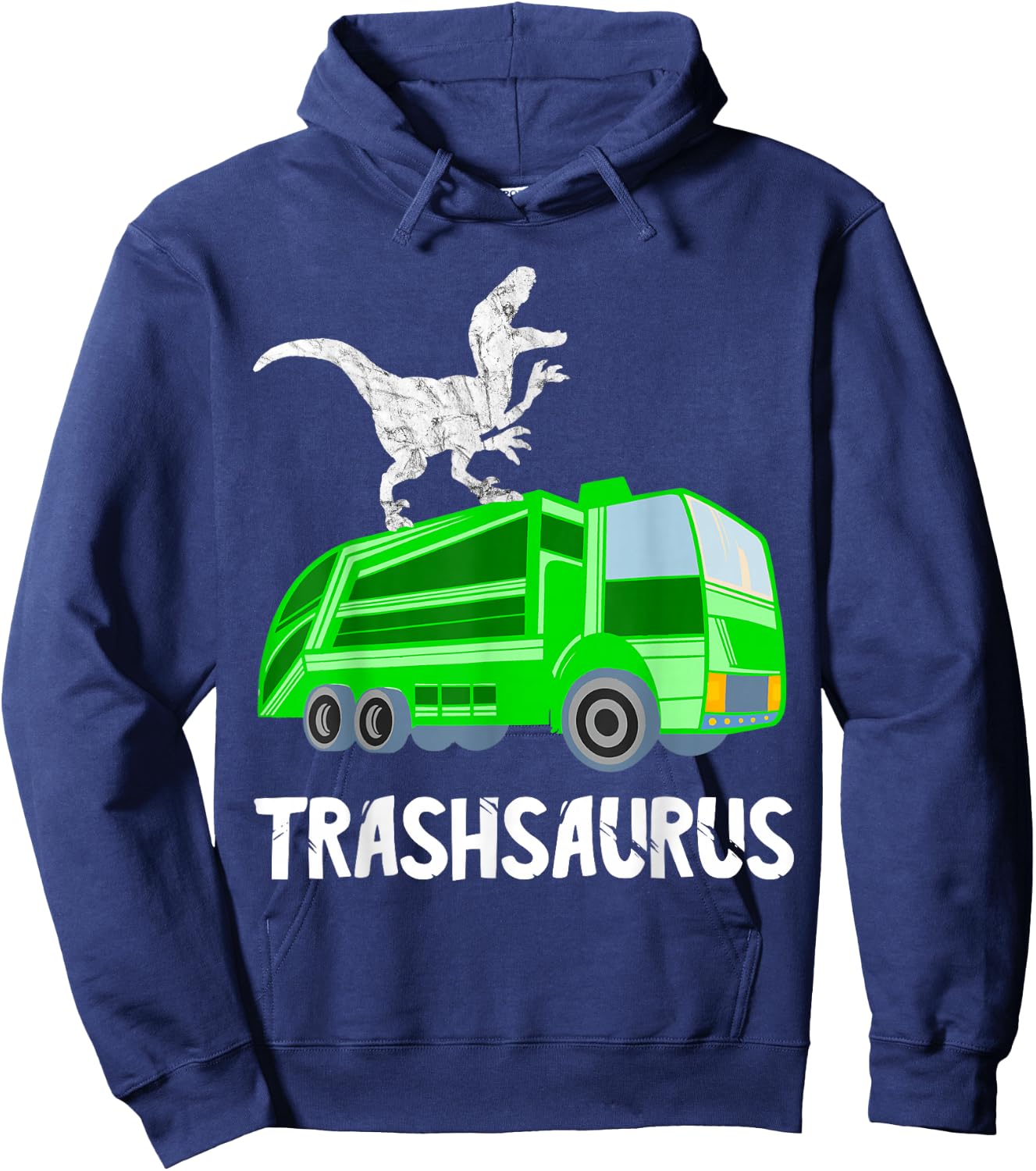 Rubbish Dinosaur City Cleaning Rubbish Vehicle Garbage Truck Driver Hoodie - Hoodie | Navy