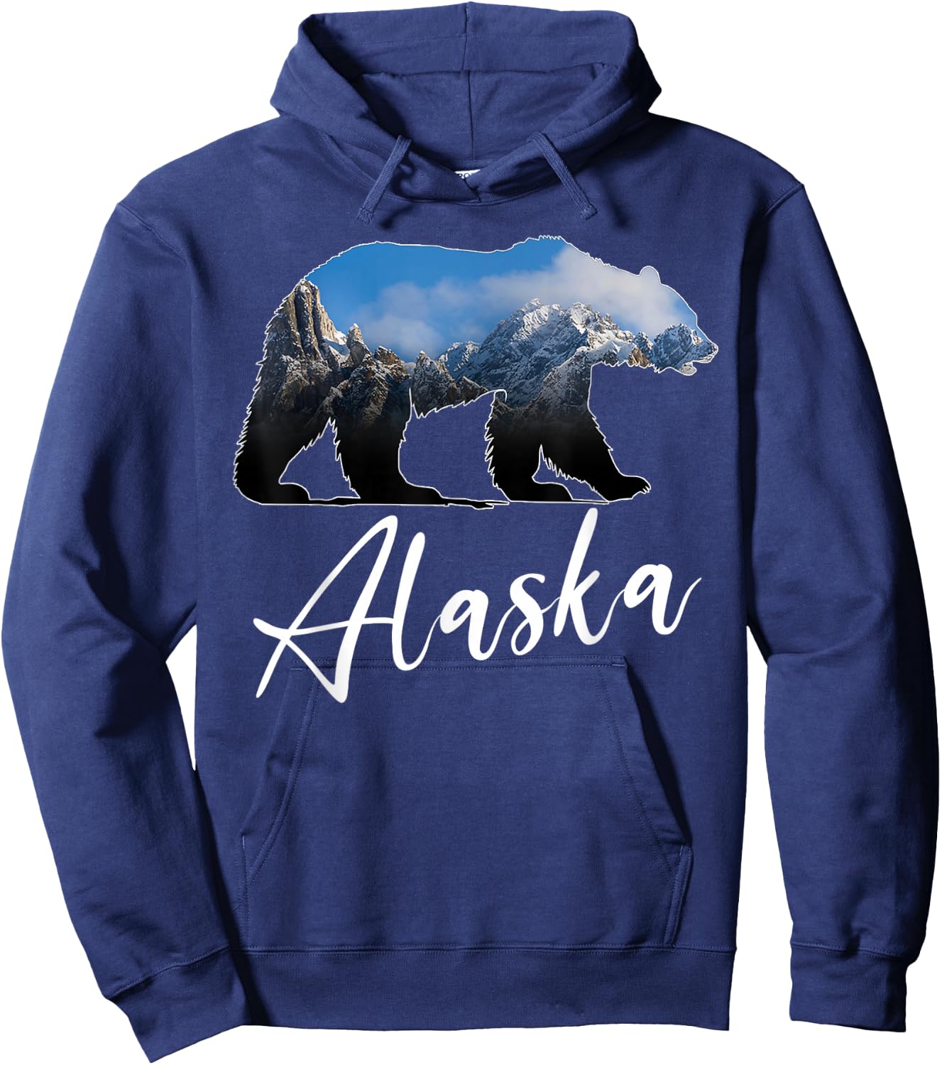 Alaskan Mountains Bear Grizzly Alaska State Souvenirs Hoodie - Hoodie | Navy