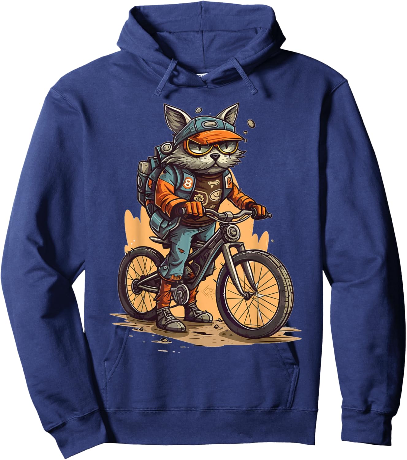 Mountain Biker Cat Cyclist Biking Kitten Hoodie - Hoodie | Navy