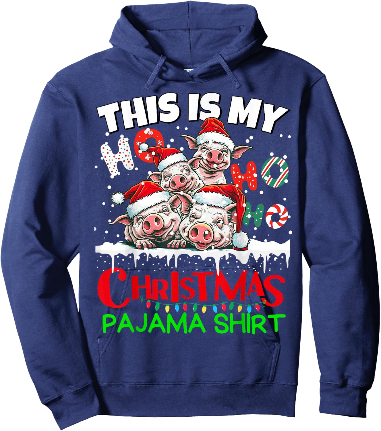 This is my Christmas Pajama shirt Pigs Santa for Kids Hoodie - Hoodie | Navy