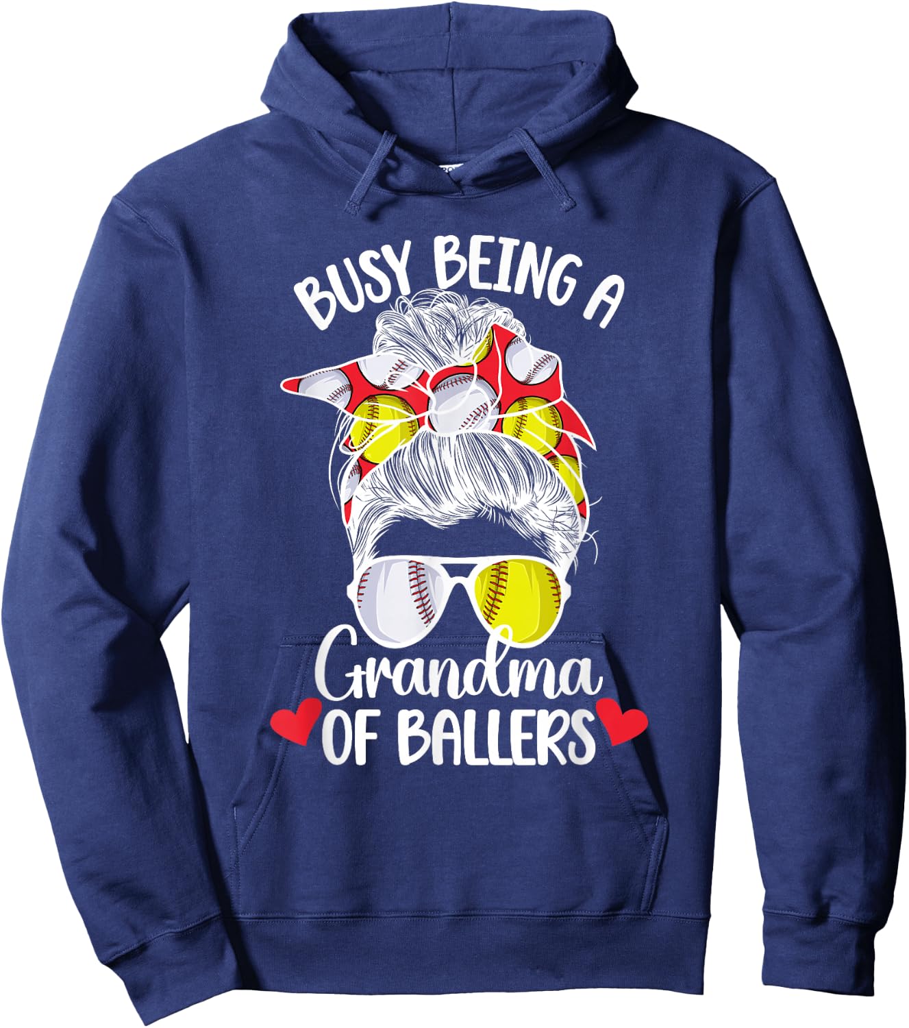Grandma Of Ballers Softball Baseball Grandma Hoodie - Hoodie | Navy