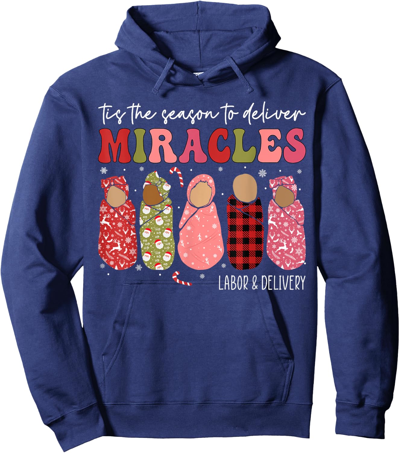 Christmas Labor and Delivery L&D Nurse Midwife Doula Xmas Hoodie - Hoodie | Navy