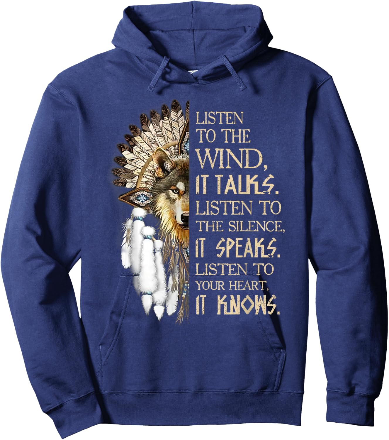 Listen to The Wind Eagle Native American Hoodie - Hoodie | Navy