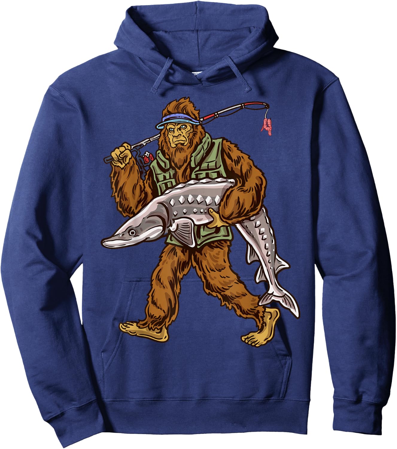 Northern Outdoors Sturgeon Collection Men's Black Sturgeon Fishing Bigfoot Hunting Hoodie - Hoodie | Navy
