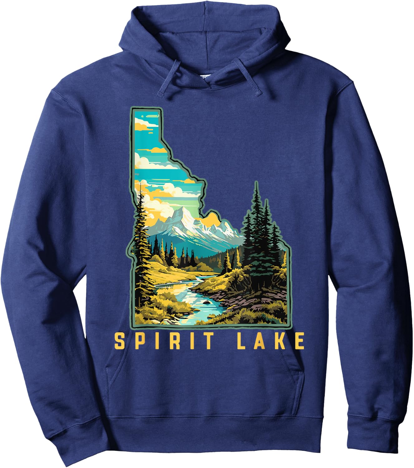 Spirit Lake Idaho State Outdoor Nature Graphic Hoodie - Hoodie | Navy