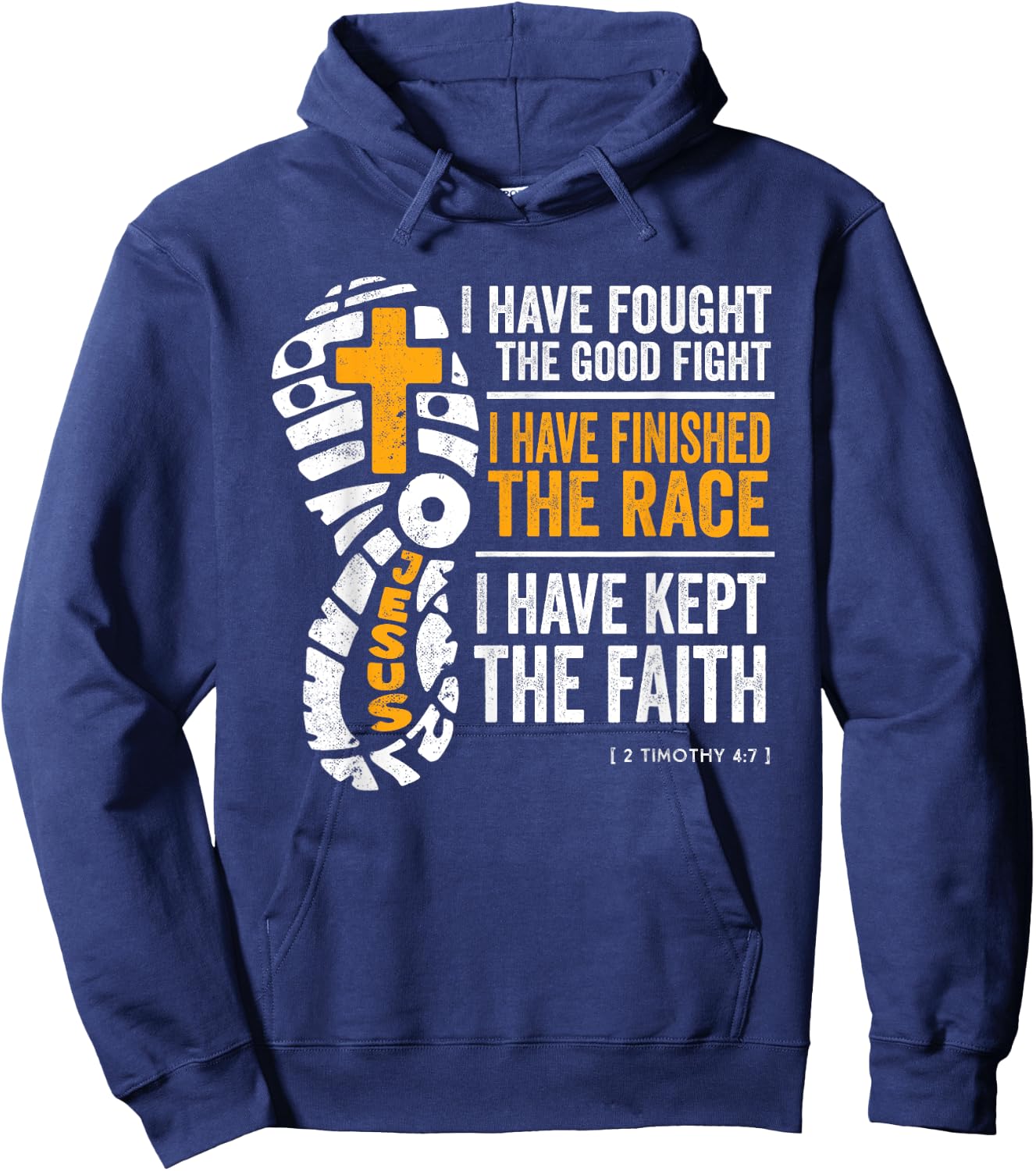 Religious Cross Country Runner 2 Timothy 4:7 Bible Verse Hoodie - Hoodie | Navy