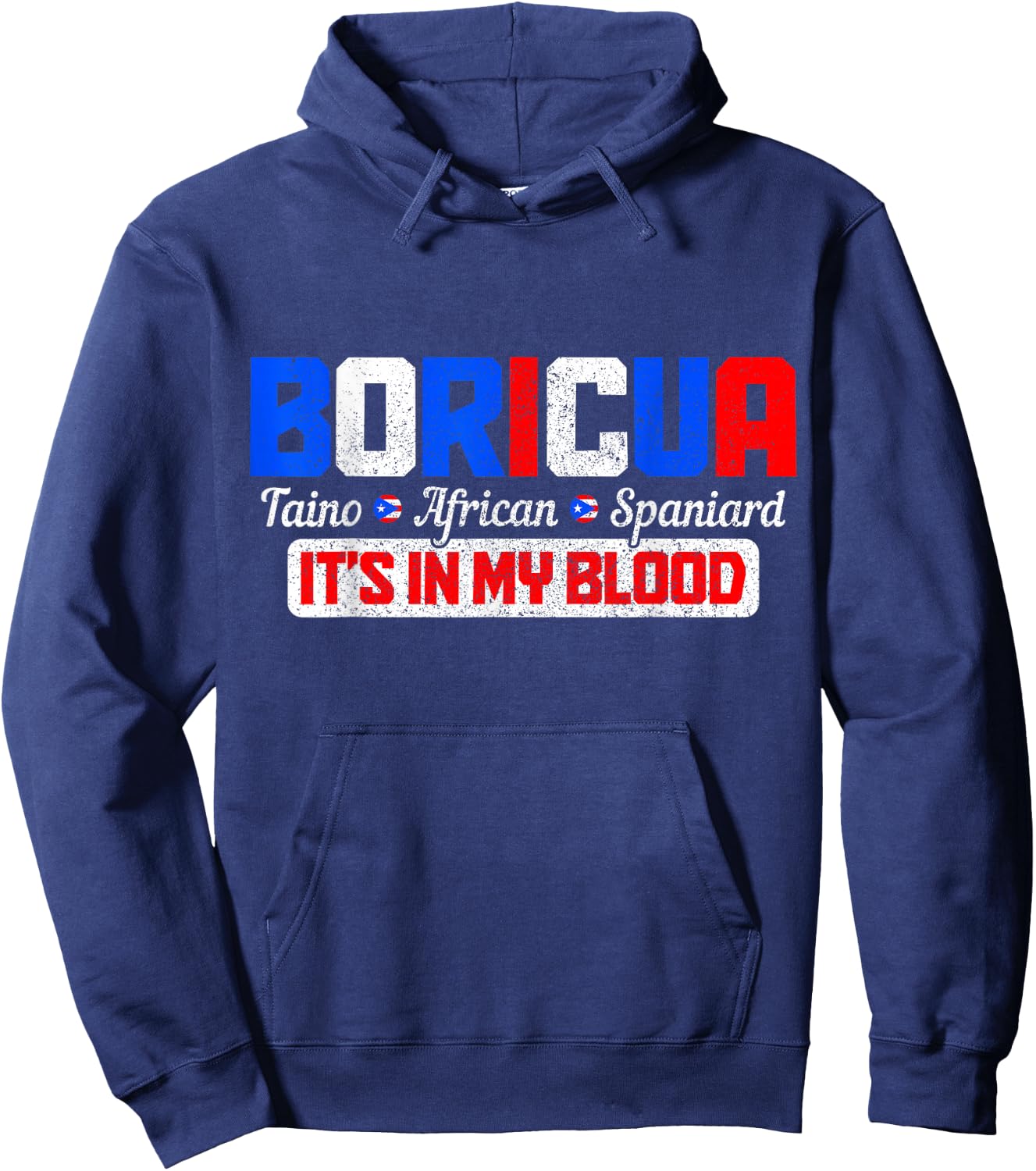 Boricua Puerto Rico Pride Puerto Rican Taino African Spanish Hoodie - Hoodie | Navy