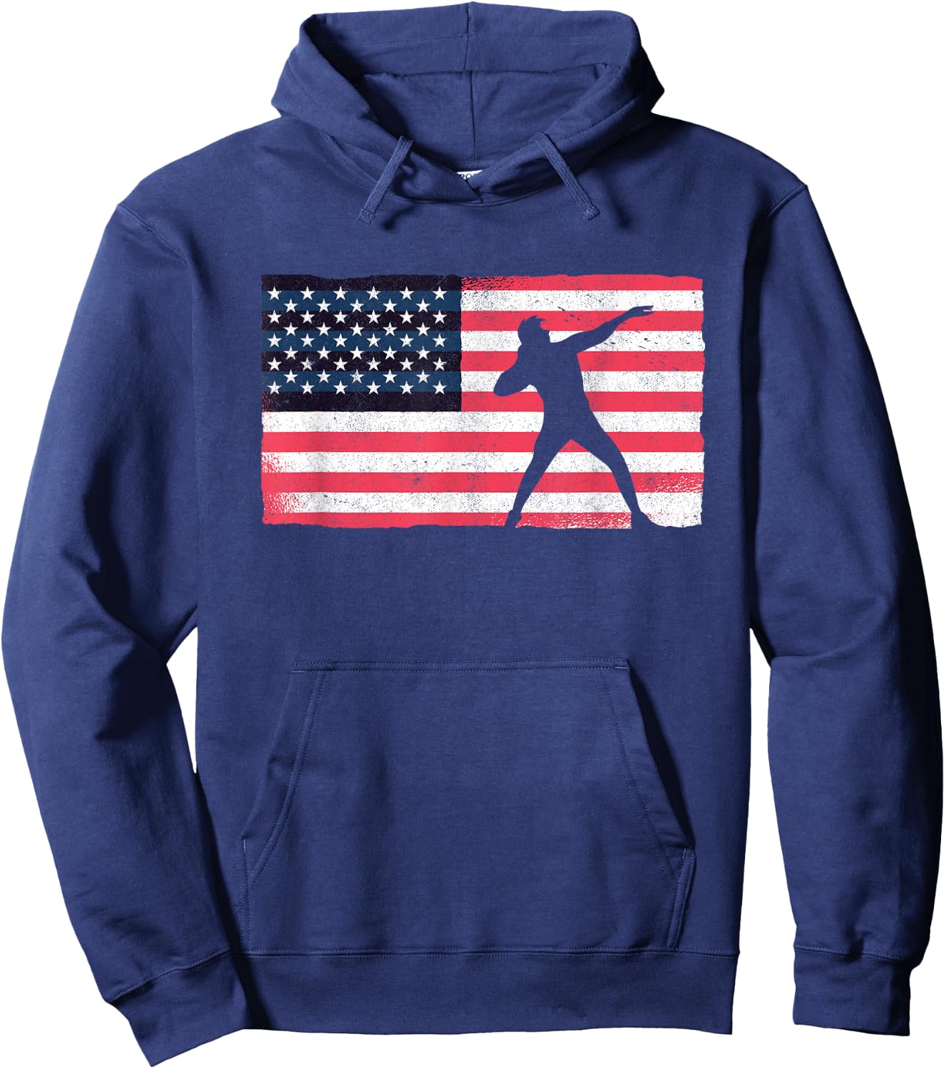 Shot Putter American Flag USA Throw Track And Field Shot Put Hoodie - Hoodie | Navy