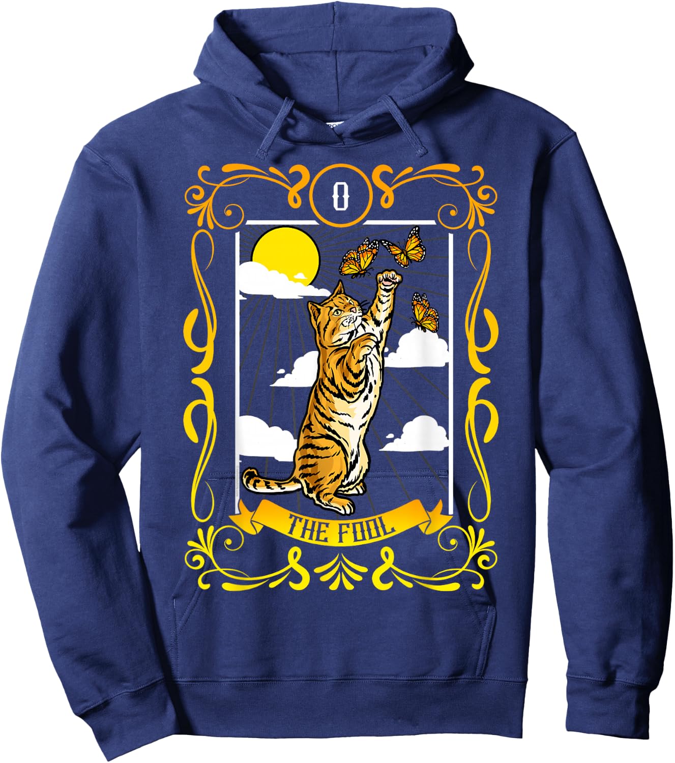The Fool Cat Arcana Tarot Card Mystical Wiccan Hoodie - Hoodie | Navy