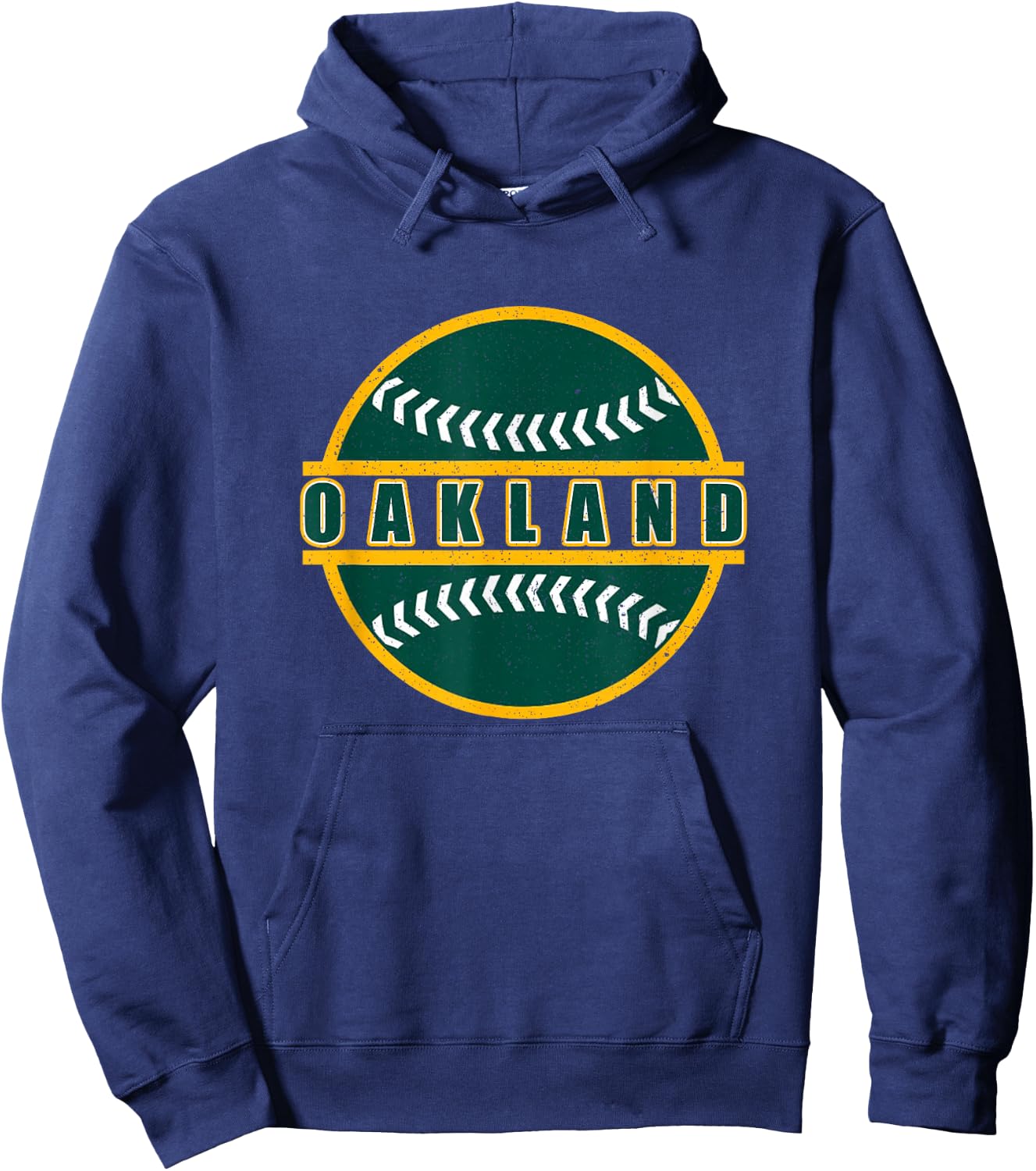 Vintage Oakland California Dark Green Yellow Retro Throwback Hoodie - Hoodie | Navy