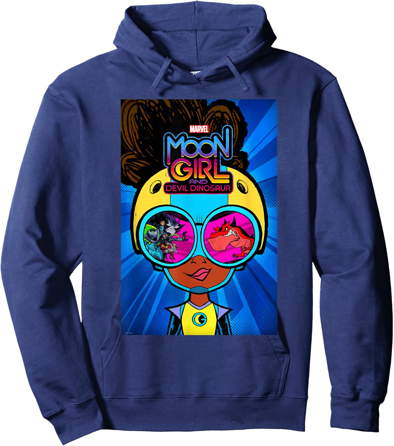Marvel Moon Girl and Devil Dinosaur Goggles Good vs. Bad Hoodie - Hoodie | Navy