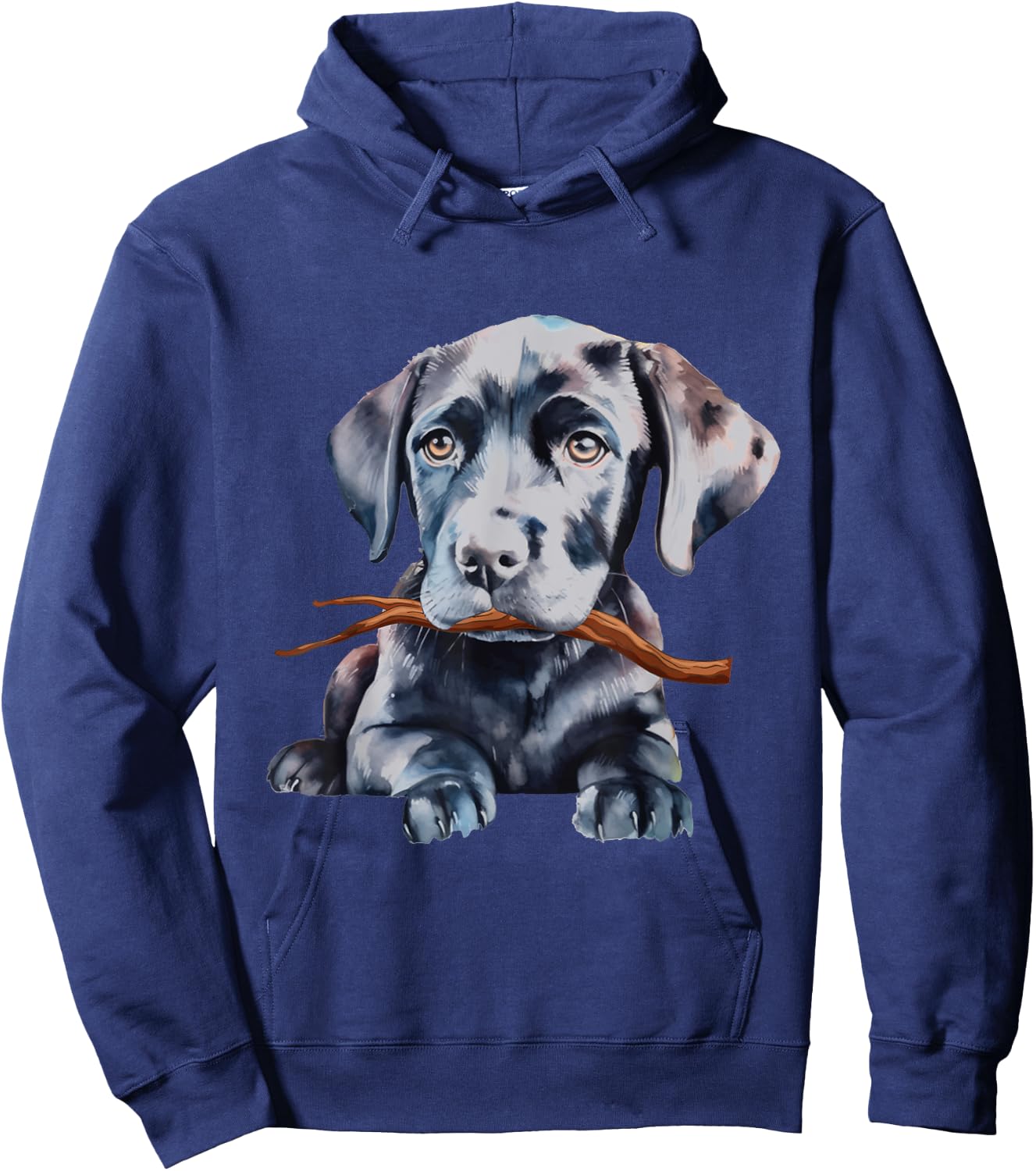 Black Labrador Fetching Stick - Pet Lover Puppy Dog Training Hoodie - Hoodie | Navy