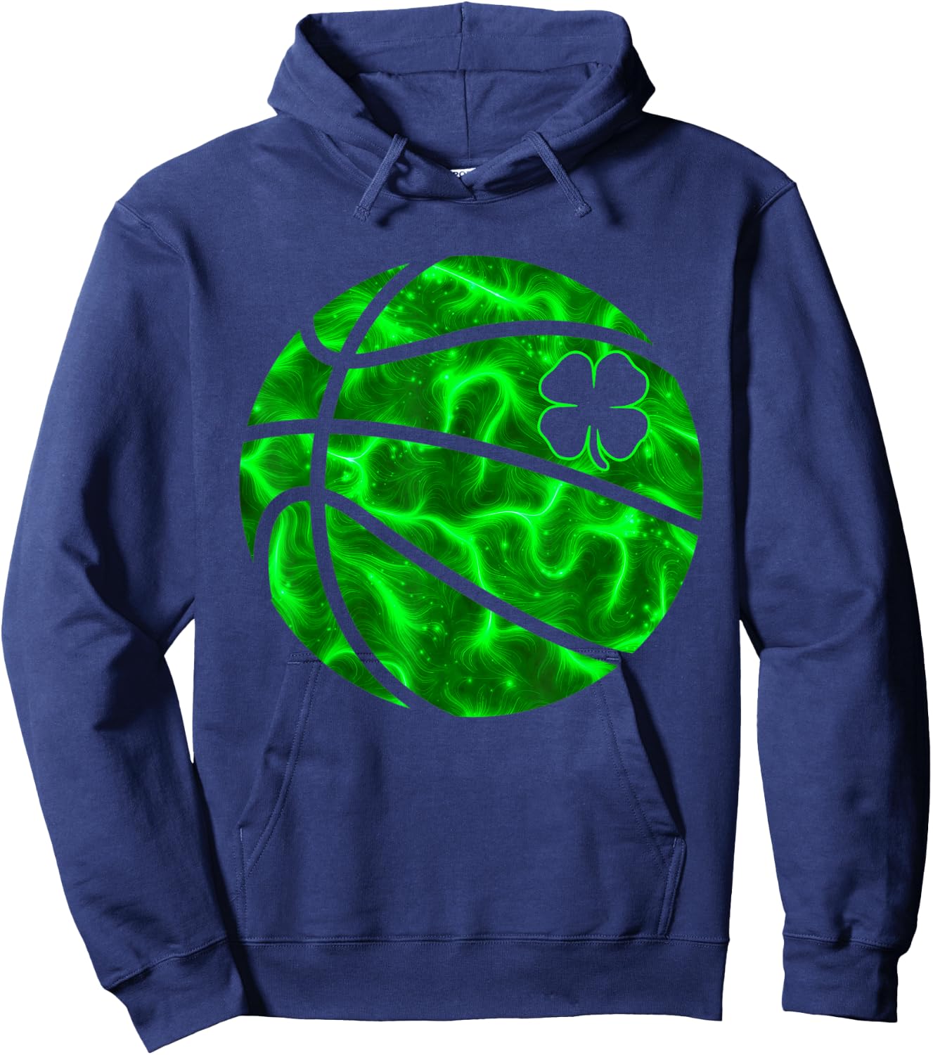 Basketball Shamrock Lucky Clover Irish St Patrick's Day Boys Hoodie - Hoodie | Navy