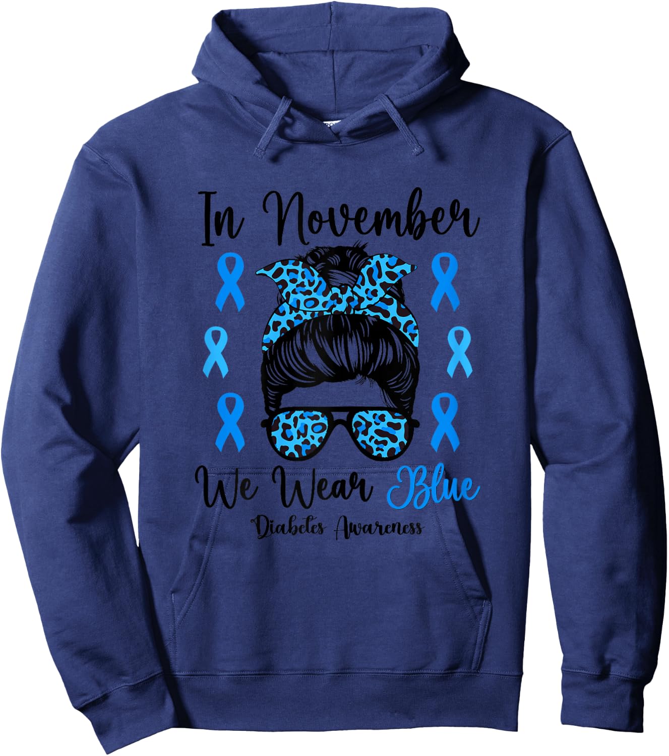 In November We Wear Blue Diabetes Awareness Support Hoodie - Hoodie | Navy