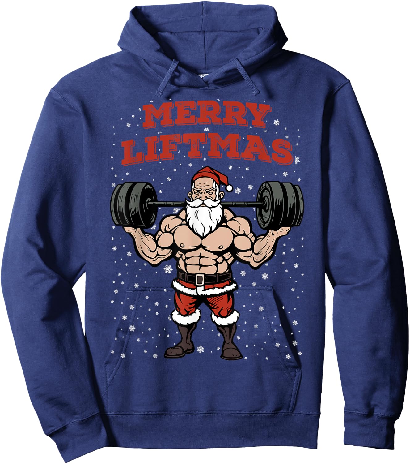 Merry Liftmas Christmas Muscular Santa Claus Gym Workout Hoodie - Hoodie | Navy