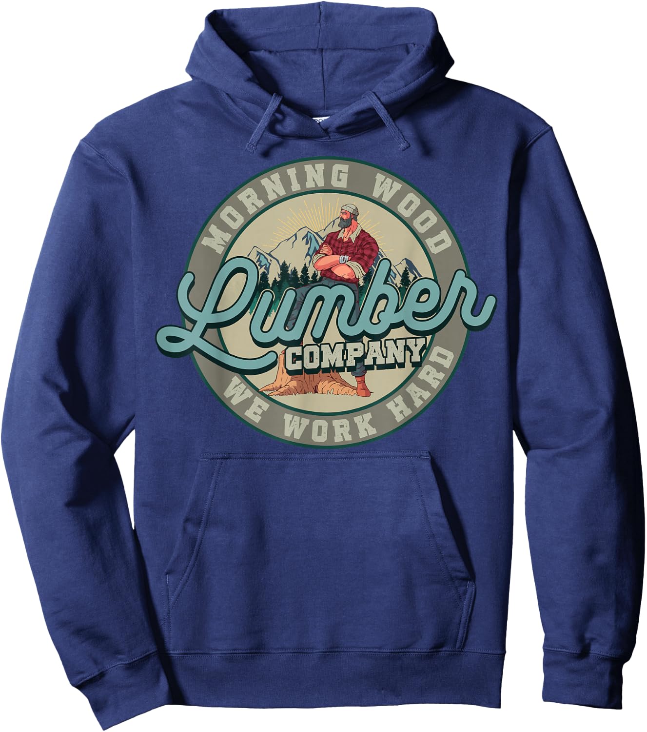Retro Morning Wood Lumber Company Camping Woodman Gift Hoodie - Hoodie | Navy