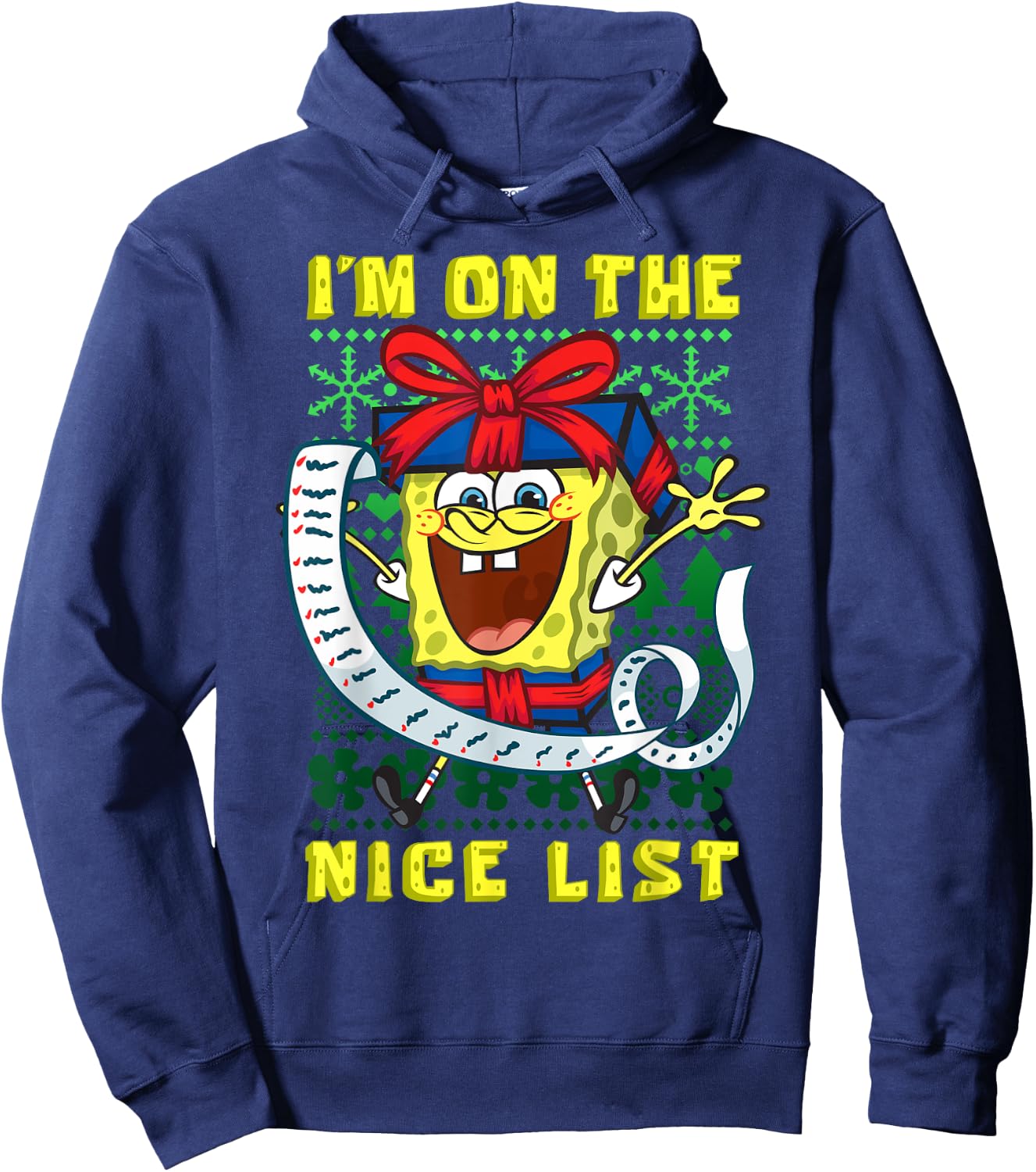Mademark x SpongeBob SquarePants - SpongeBob Christmas I'm On The Nice List of Santa Boys Girls Hoodie - Hoodie | Navy