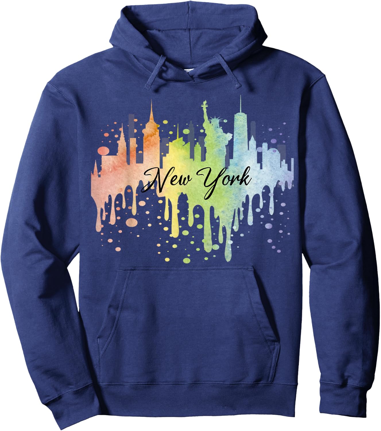 New York City Watercolor Art NYC Skyline Souvenir Hoodie - Hoodie | Navy