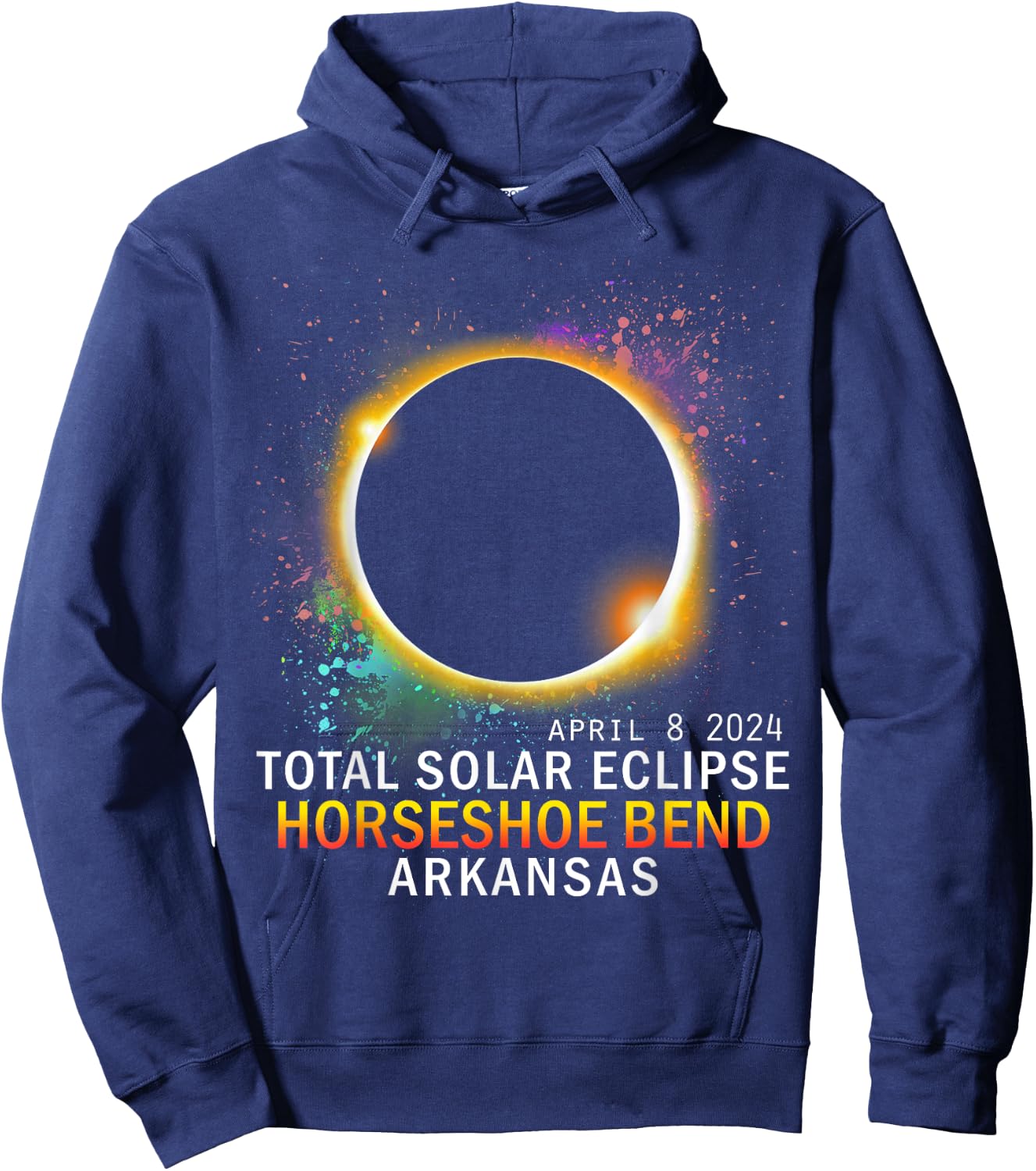 Horseshoe Bend Arkansas Total Solar Eclipse April 8 2024 Hoodie - Hoodie | Navy