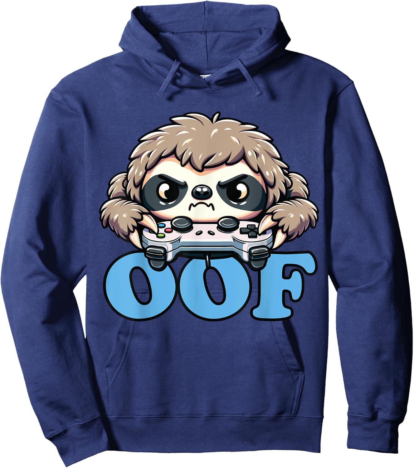 Oof Gamer Meme, Anime Gamer Sloth Oof Hoodie - Hoodie | Navy