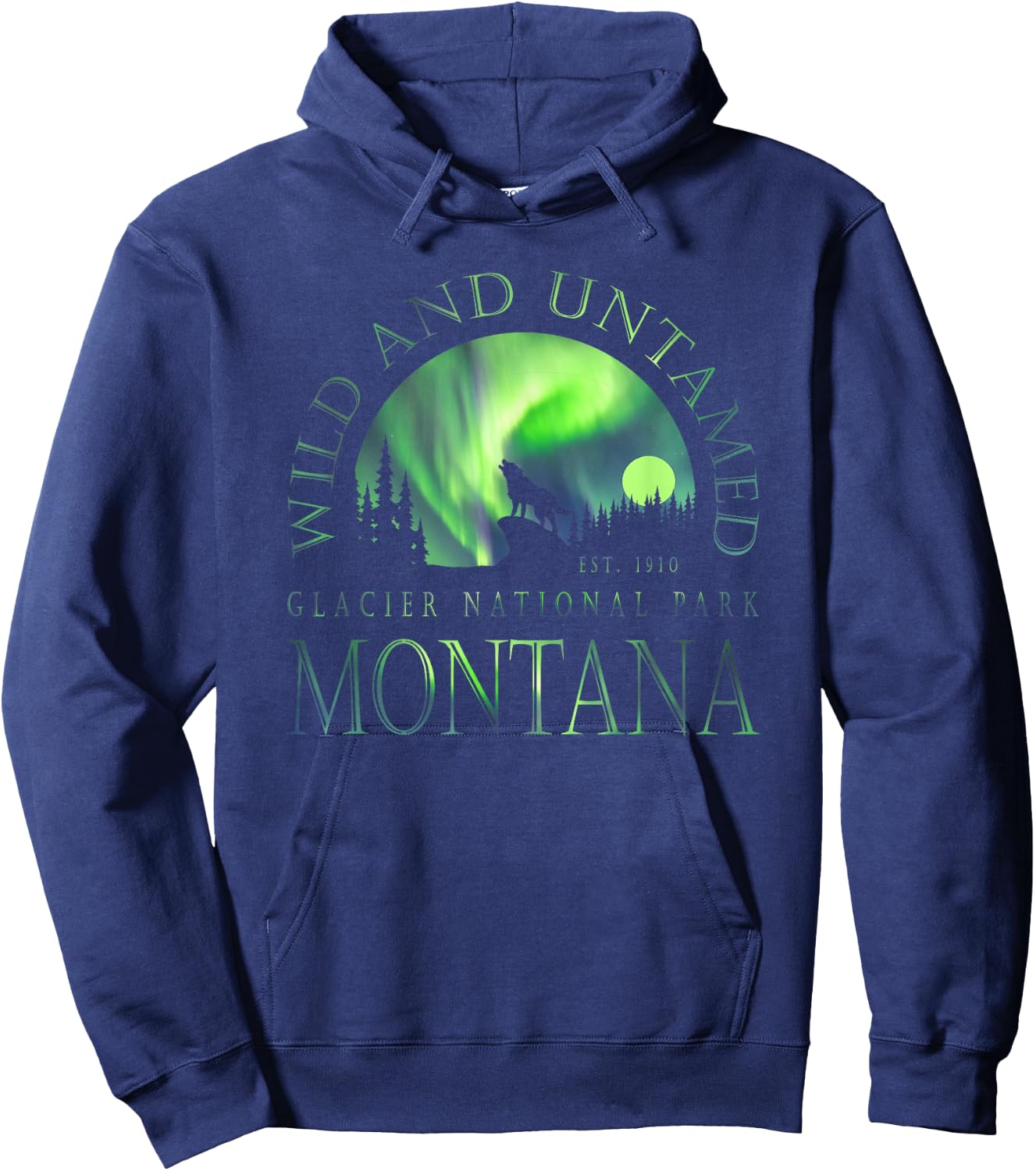 Montana - Glacier National Park - Northern Lights Hoodie - Hoodie | Navy