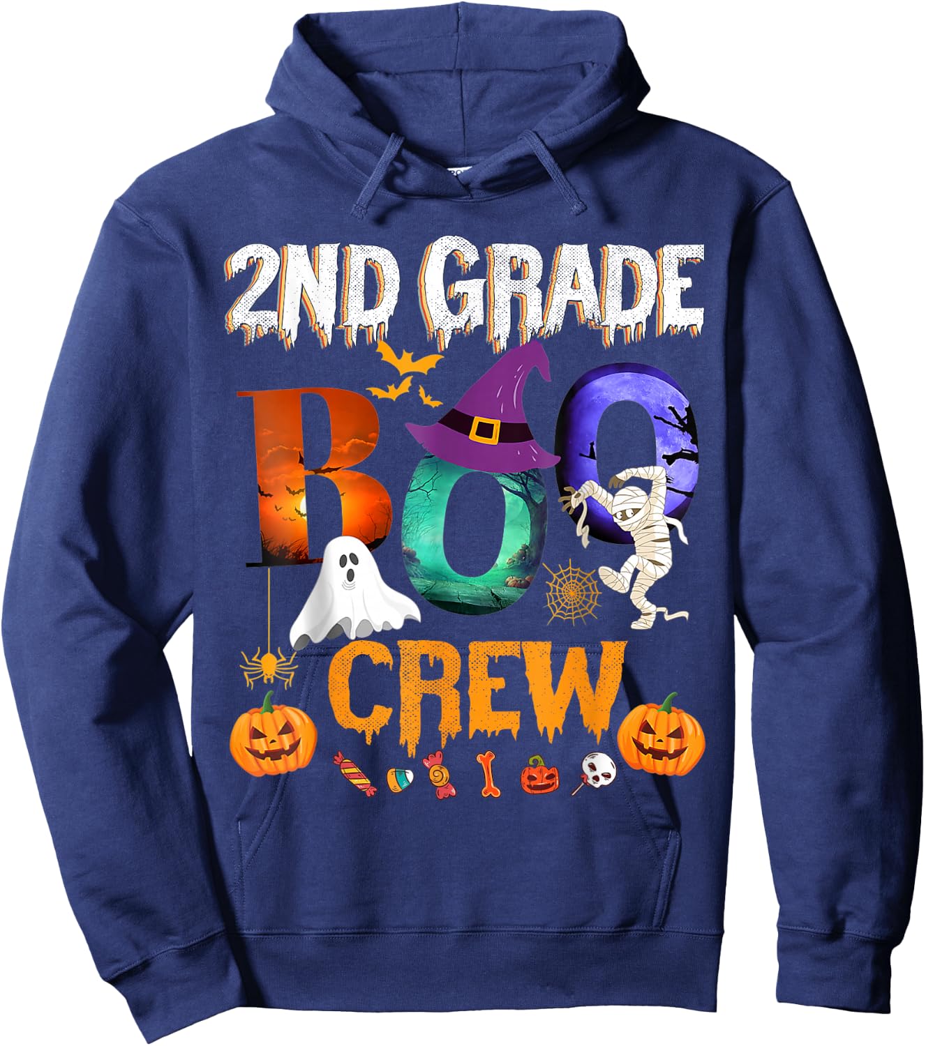 2nd Grade Boo Crew Teacher Student Funny Halloween Costume Hoodie - Hoodie | Navy