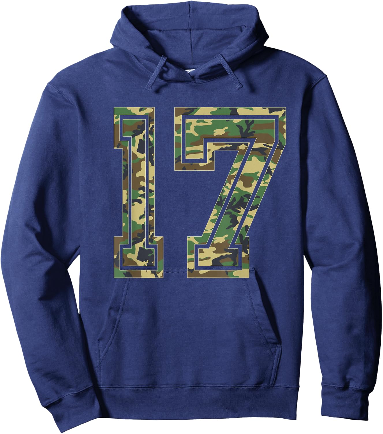 Team Jersey Number 17 Camo Camouflage Hoodie - Hoodie | Navy