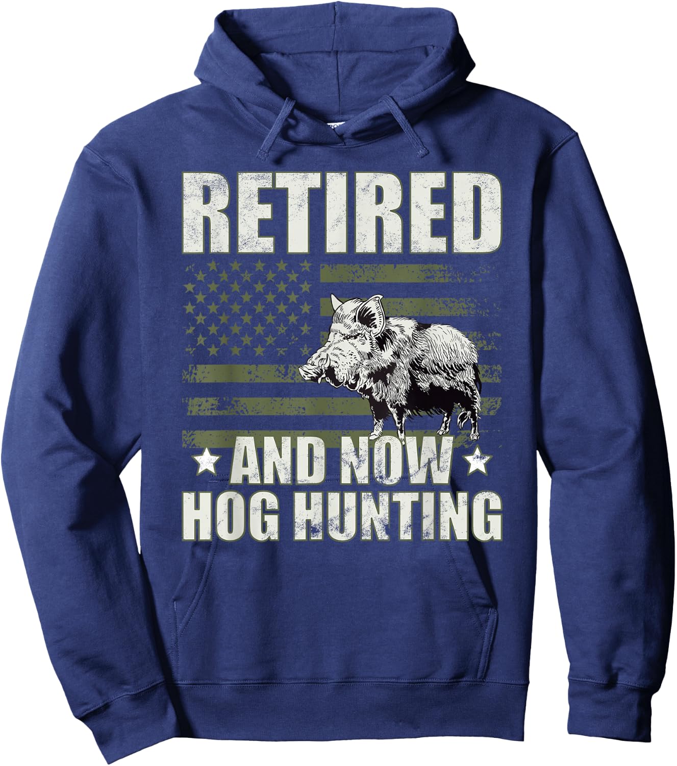 Hog hunter retired hog hunting boar hunt season Hoodie - Hoodie | Navy