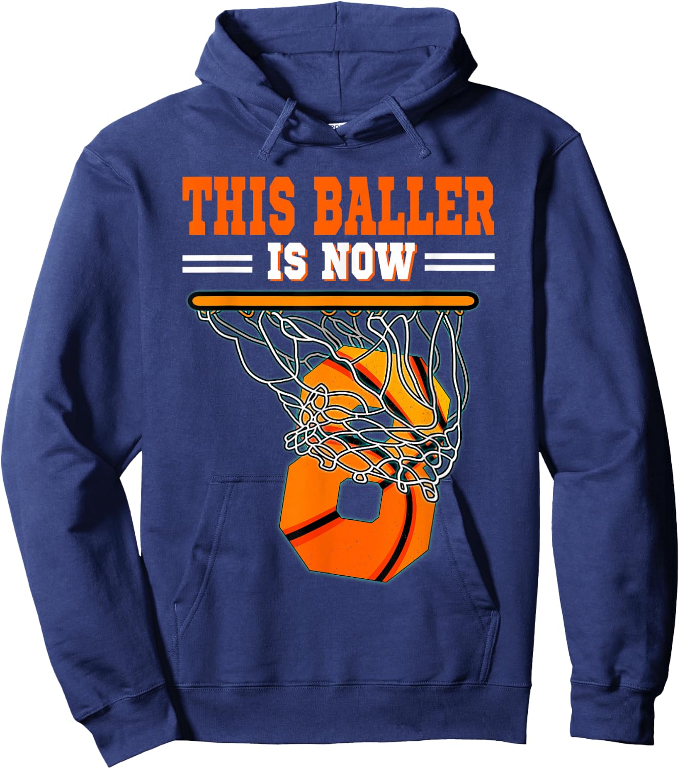 This Basketball Baller Is Now 8 Years Old 8th Happy Birthday Hoodie - Hoodie | Navy
