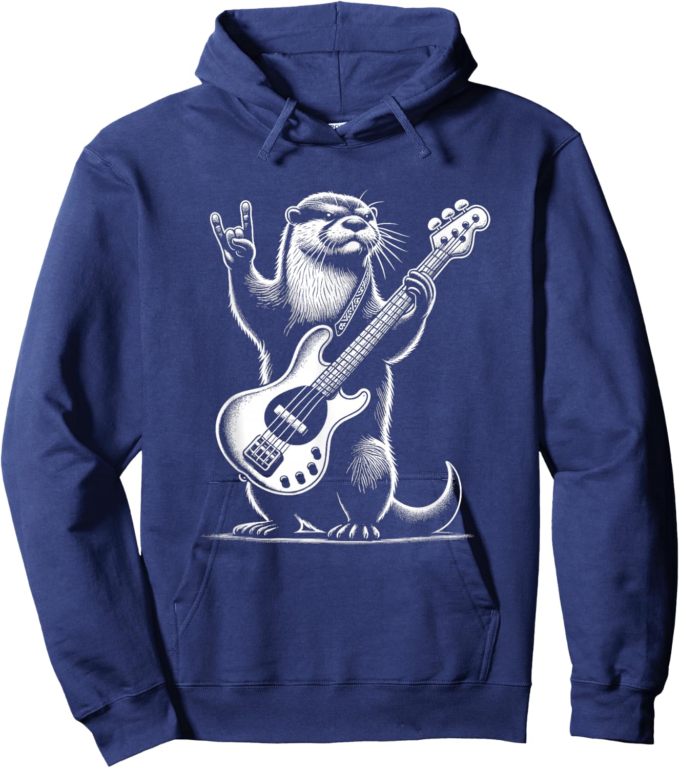 Rock n Roll Otter Playing Guitar Funny Otter Hoodie - Hoodie | Navy