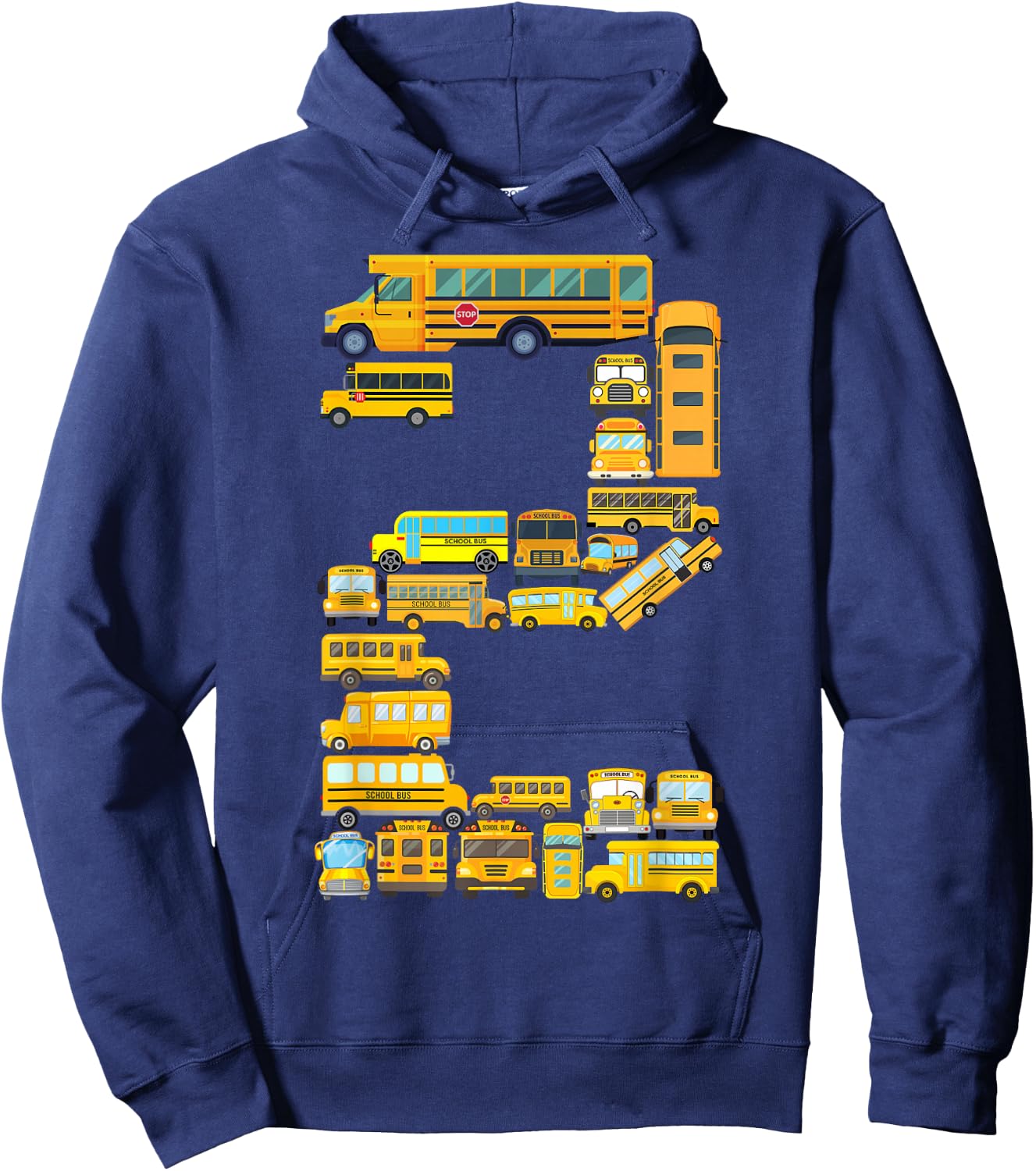 2 Year Old Toddler 2nd Birthday School Bus Theme Kids Party Hoodie - Hoodie | Navy