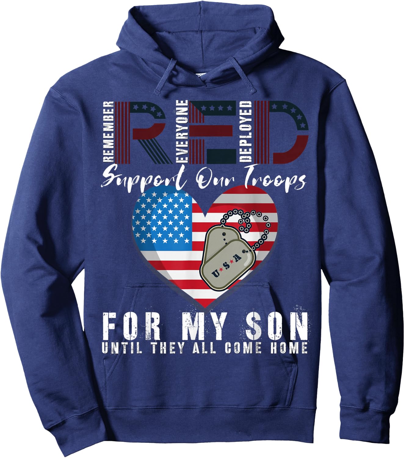 Red Friday Military I Wear Red For My Son Remember Everyone Hoodie - Hoodie | Navy