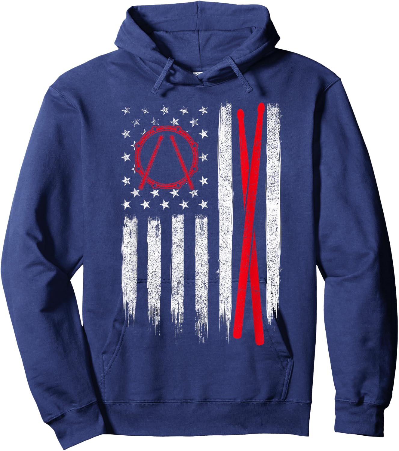 Drumsticks - USA American Flag Drummer Drumming Percussion Hoodie - Hoodie | Navy