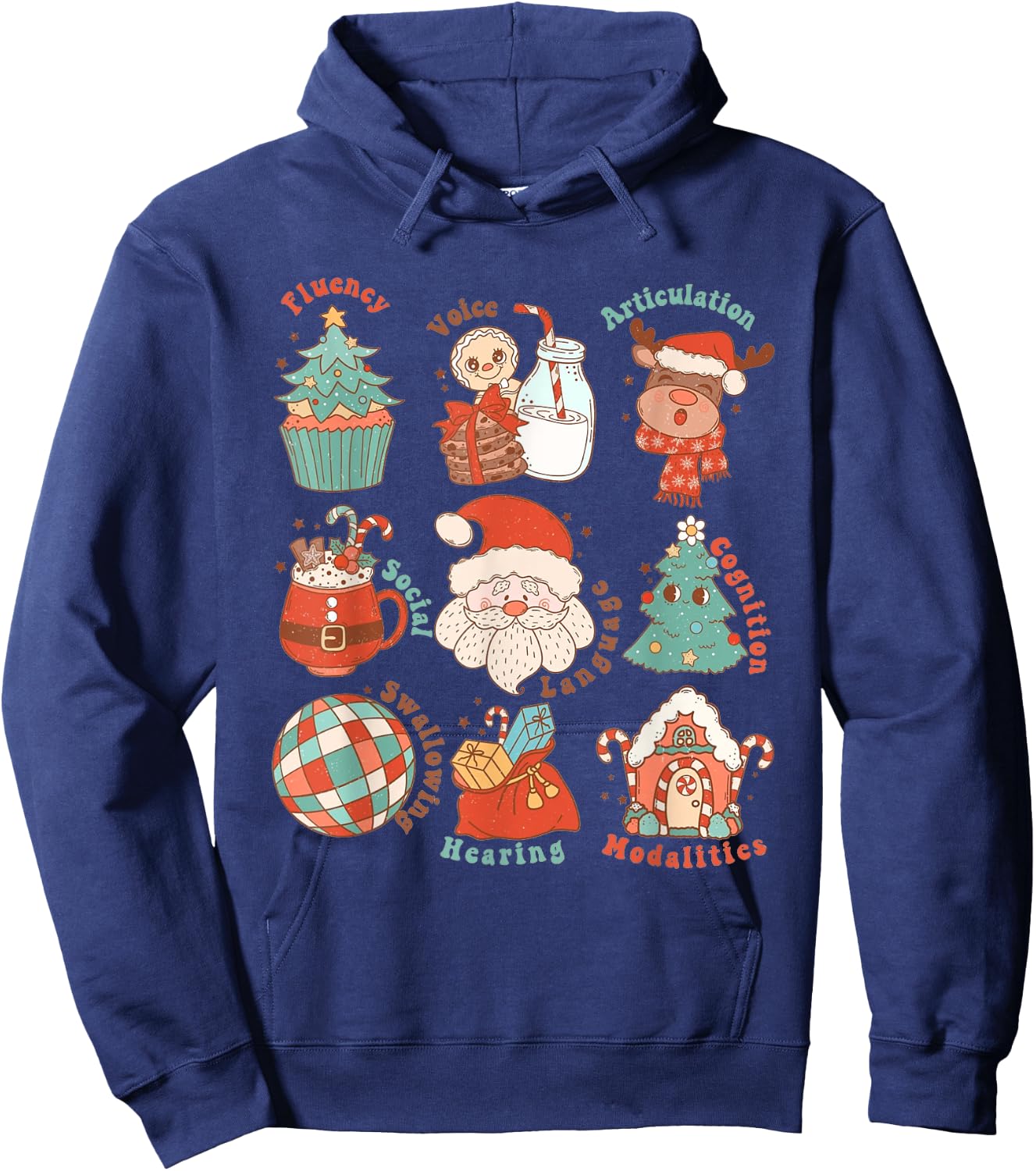 Speech Language Pathologist SLP Merry Christmas Cute Hoodie - Hoodie | Navy