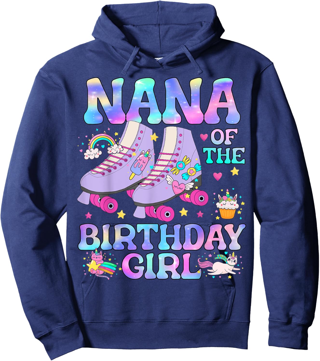 Nana of The Birthday Girl Rolling Skate Lover Matching Hoodie - Hoodie | Navy